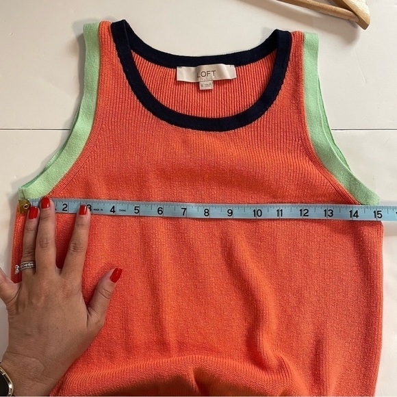 Loft Pink Orange Colorblock Sweater Tank Cotton Y2K Size Small - Picture 10 of 11